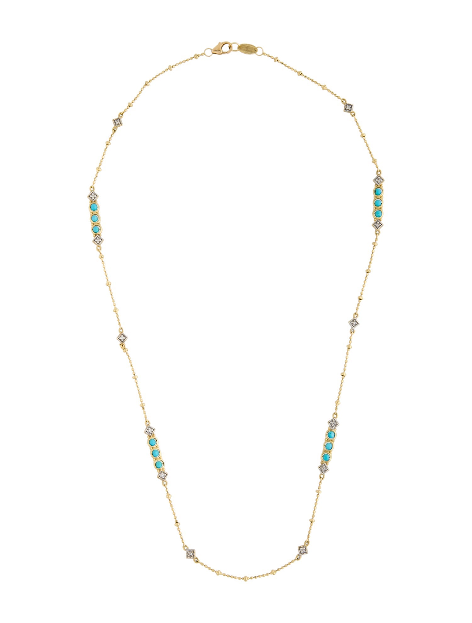 Jude Frances 18K Turquoise & Diamond Station Necklace
