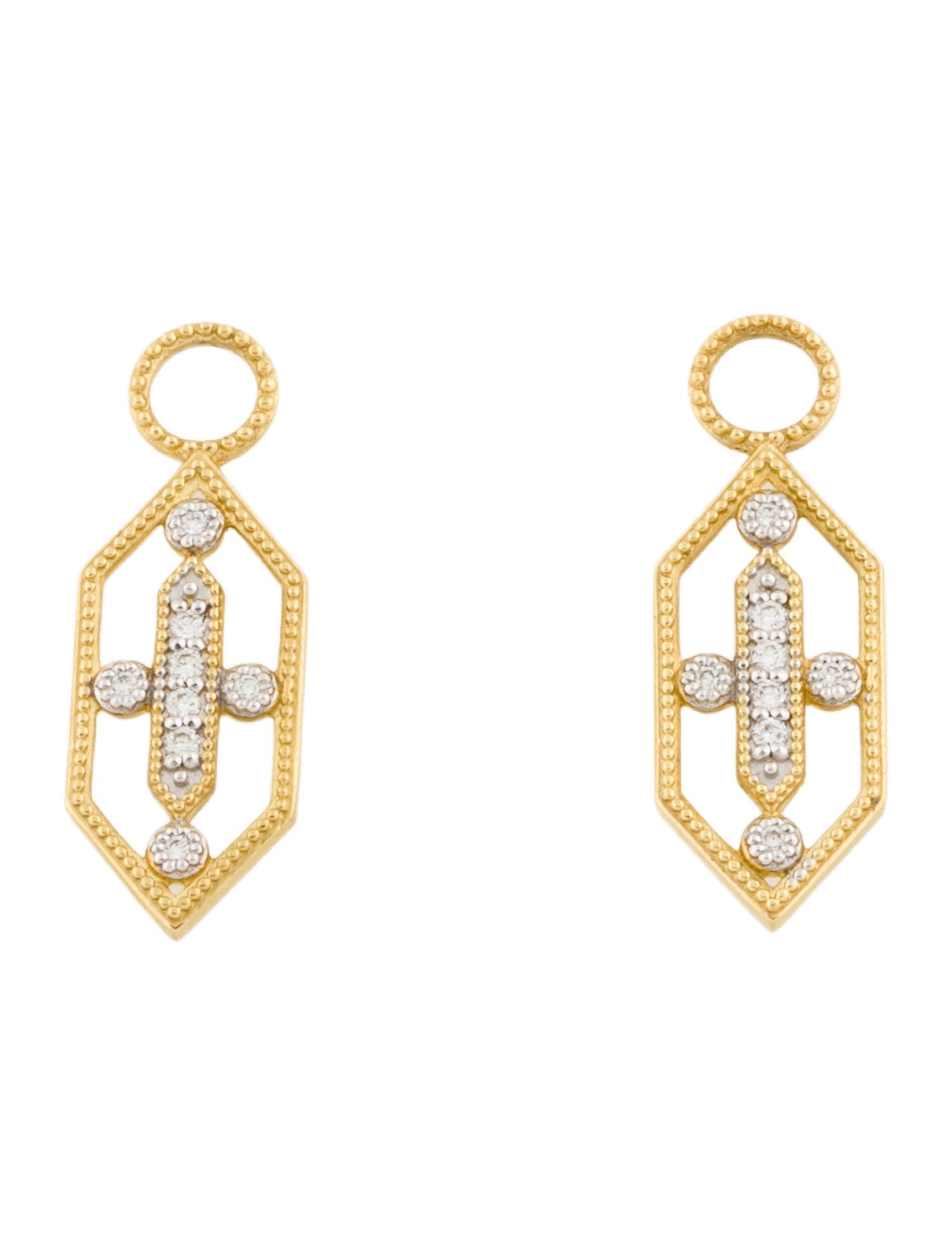 Jude Frances 18K Diamond Lisse Open Elongated Hexagon Earring Enhancers