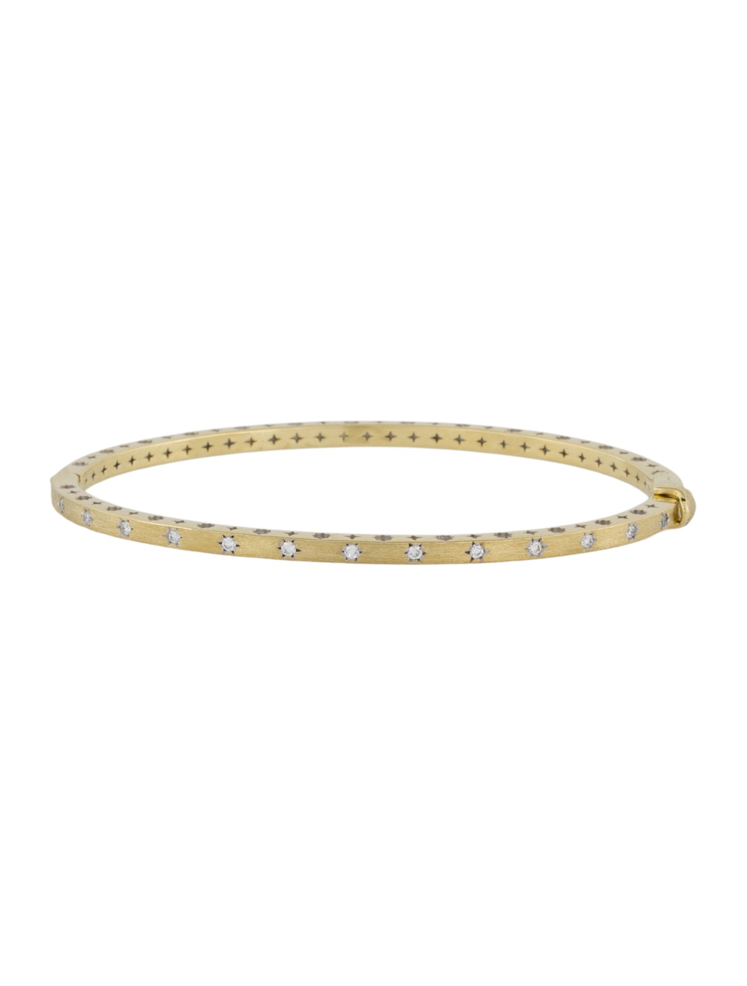 Jude Frances 18K Diamond Moroccan Star Thin Hinged Bangle