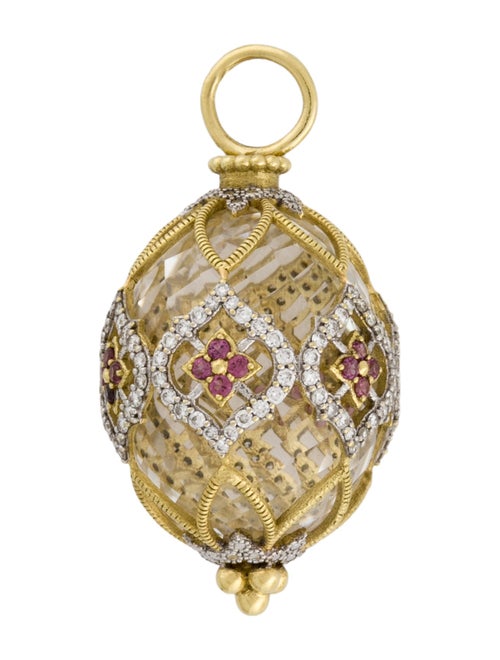 Jude Frances 18K Diamond, Garnet & Quartz Egg Moroccan Charm