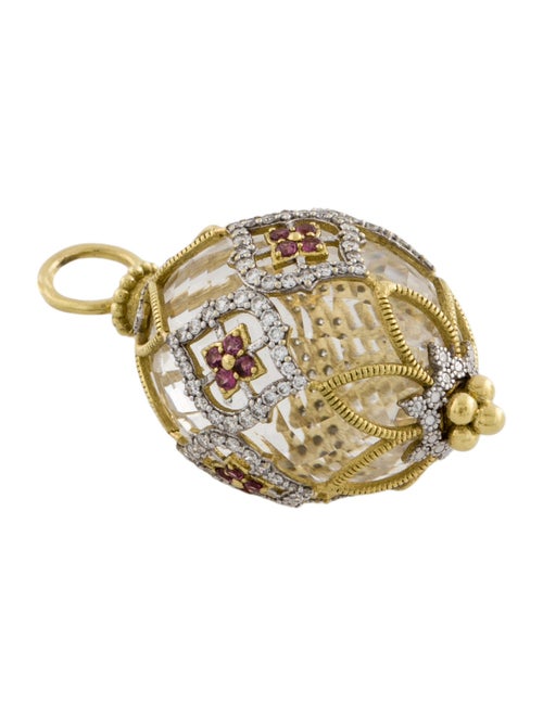 Jude Frances 18K Diamond, Garnet & Quartz Egg Moroccan Charm