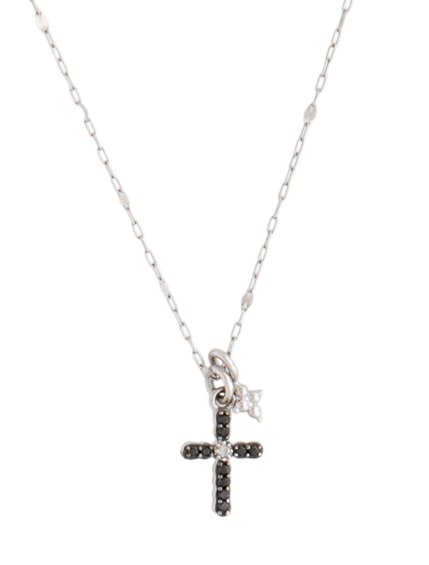 Jude Frances 18K Adjustable Petite Pave Diamond Cross