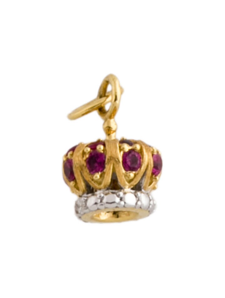 Jude Frances 18K Ruby & Diamond Crown Charm