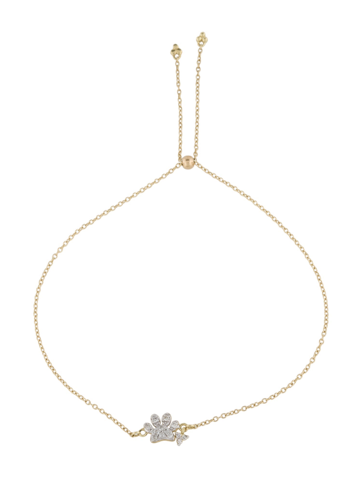 Jude Frances 18K Diamond Petite Pave Paw Adjustable Bracelet