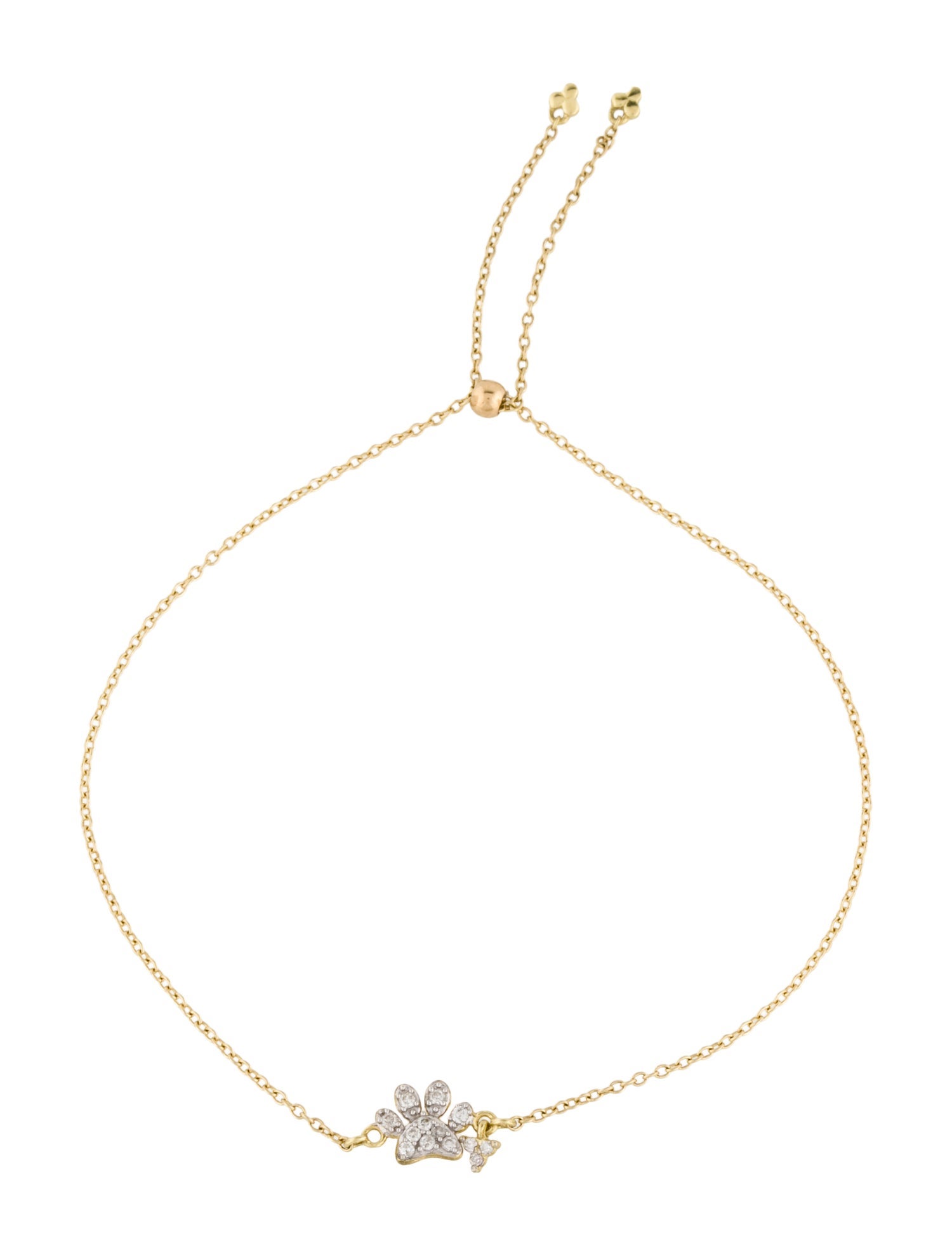 Jude Frances 18K Diamond Petite Pavé Paw Adjustable Bracelet