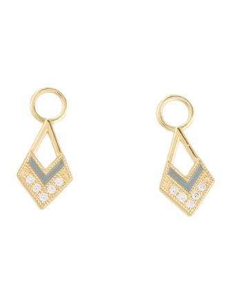 Jude Frances 18K Diamond Lisse Open Small Kite Enamel Earring Enhancers