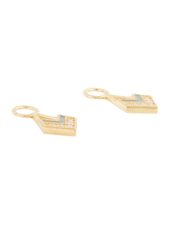 Jude Frances 18K Diamond Lisse Open Small Kite Enamel Earring Enhancers