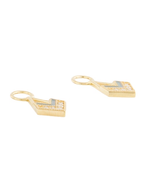 Jude Frances 18K Diamond Lisse Open Small Kite Enamel Earring Enhancers