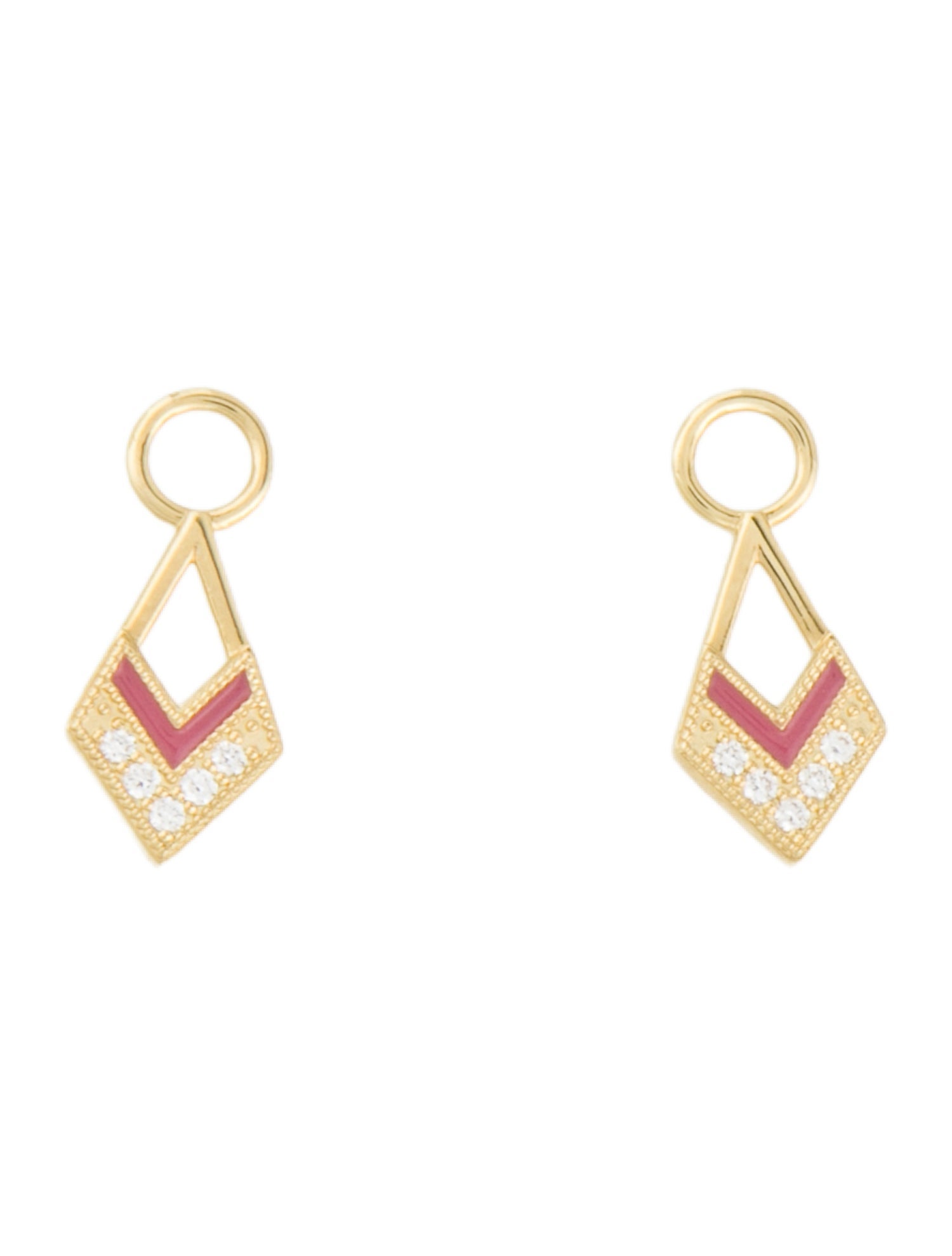 Jude Frances 18K Diamond Lisse Open Small Kite Enamel Earring Enhancers