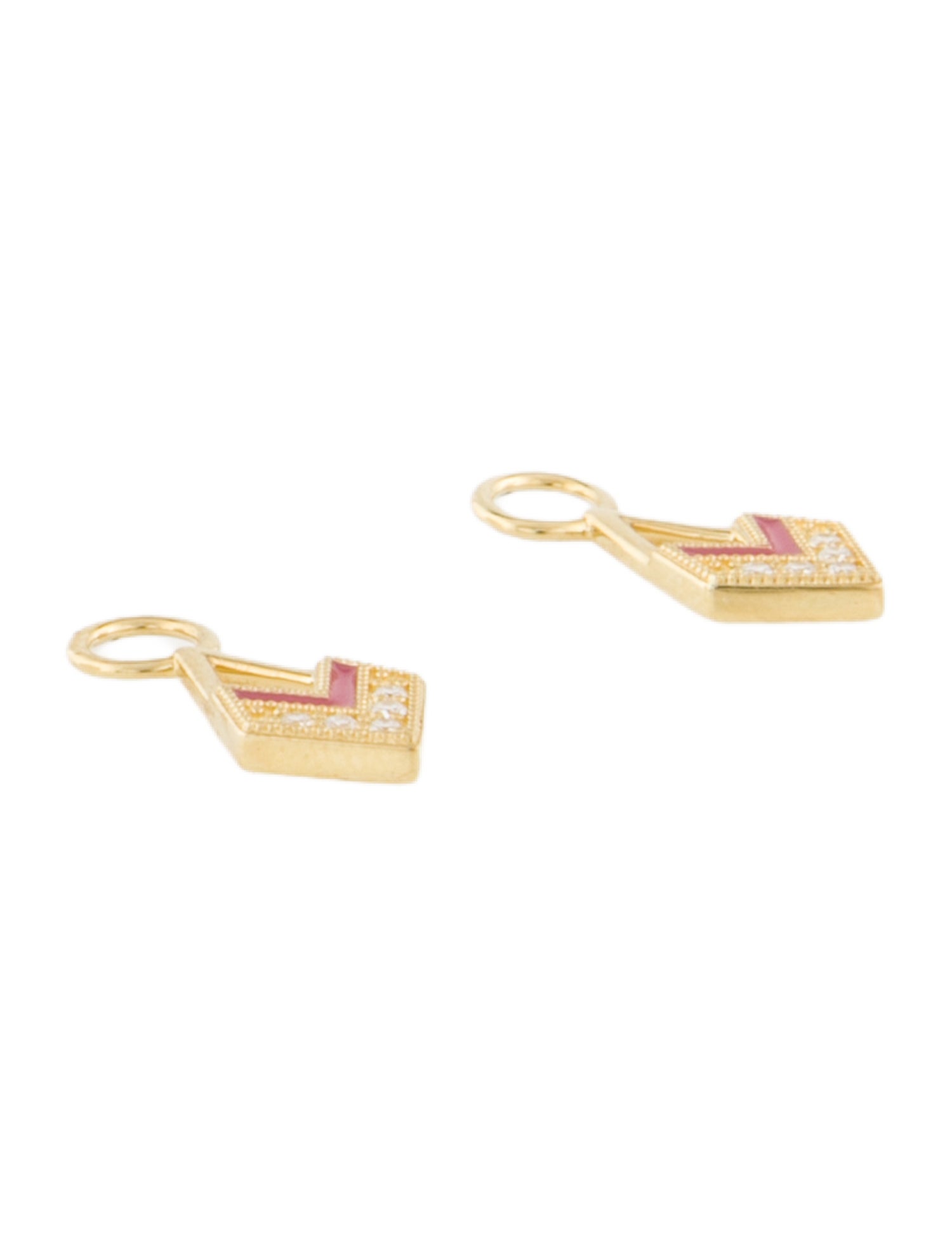 Jude Frances 18K Diamond Lisse Open Small Kite Enamel Earring Enhancers