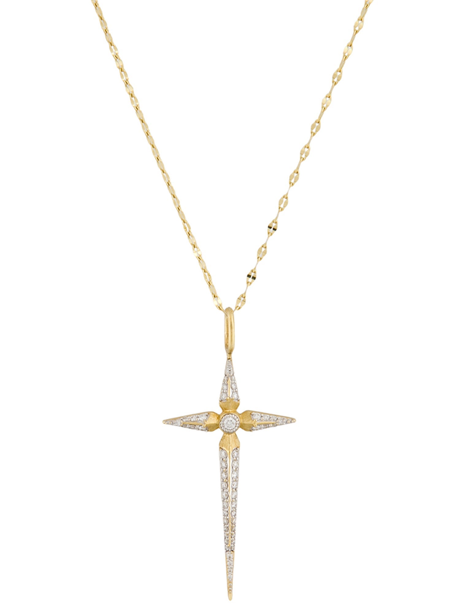 Jude Frances 18K Diamond Lisse Dagger Cross Pendant Necklace