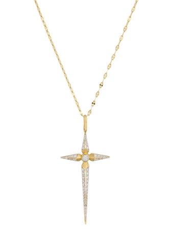 Jude Frances 18K Diamond Lisse Dagger Cross Pendant Necklace