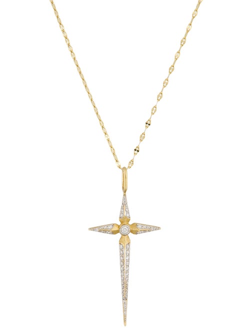 Jude Frances 18K Diamond Lisse Dagger Cross Pendant Necklace