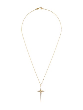 Jude Frances 18K Diamond Lisse Dagger Cross Pendant Necklace