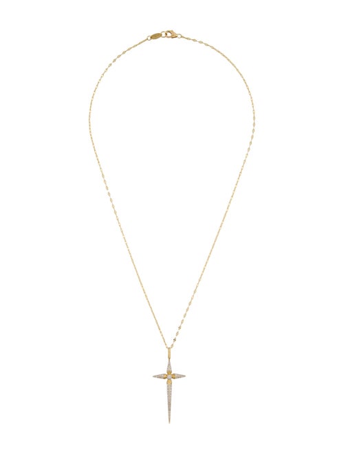 Jude Frances 18K Diamond Lisse Dagger Cross Pendant Necklace