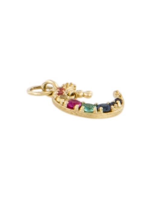 Jude Frances 18K Ruby, Emerald, & Sapphire Petite Pave Crescent Moon Earring Charm