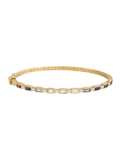 Jude Frances 18K Provence Round Diamond And Stone Baguette Bangle
