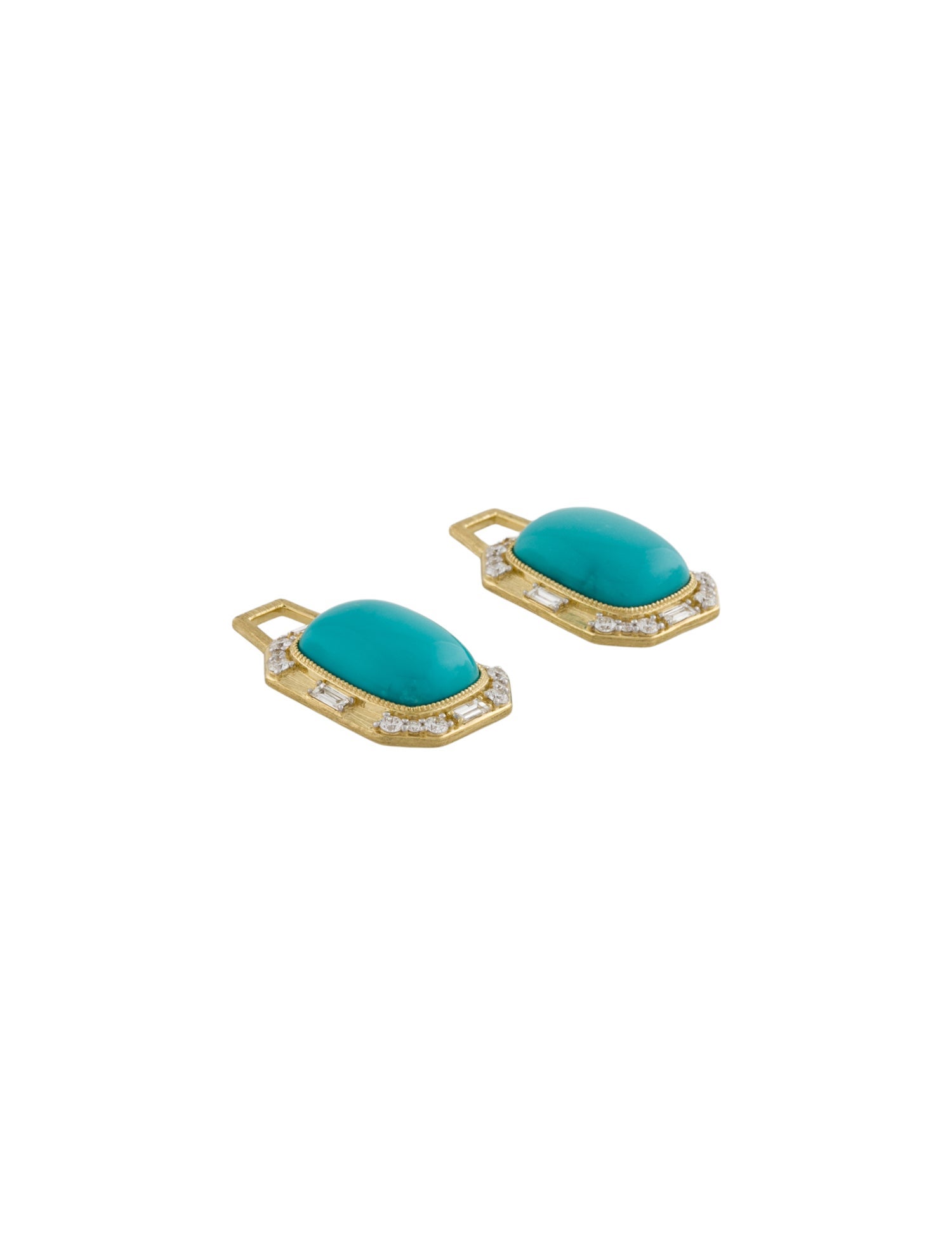 Jude Frances 18K Turquoise & Diamond Lisse Three Stone Earring Enhancers