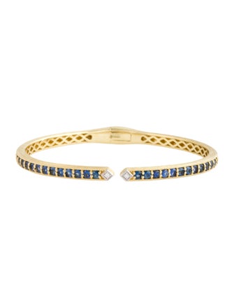Jude Frances 18K Sapphire & Diamond Lisse Open Stretchy Bangle