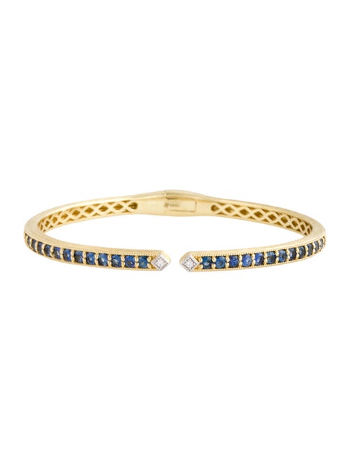 Jude Frances 18K Sapphire & Diamond Lisse Open Stretchy Bangle