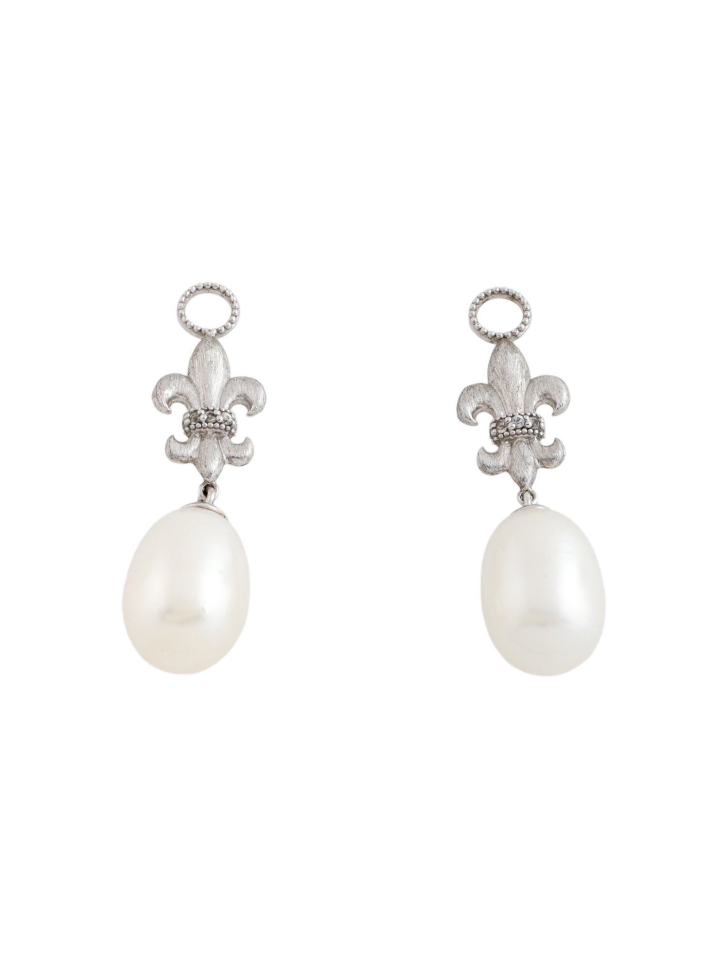 Jude Frances Cultured Pearl & Sapphire Fleur-de-Lis Earring Enhancers