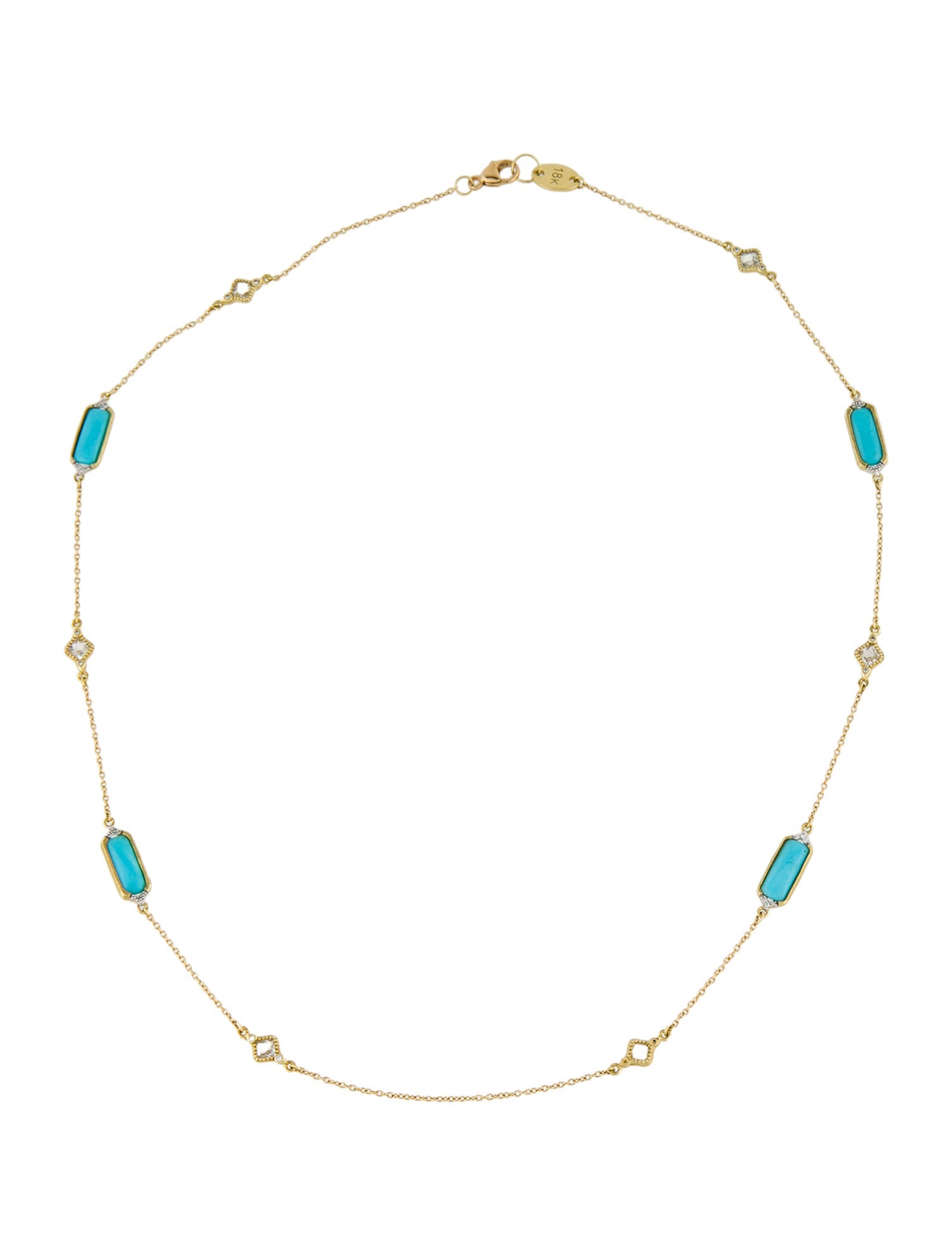 Jude Frances 18K Turquoise, Topaz & Diamond Lisse Station Necklace