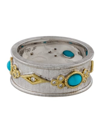 Jude Frances Turquoise & Diamond Cigar Band Ring