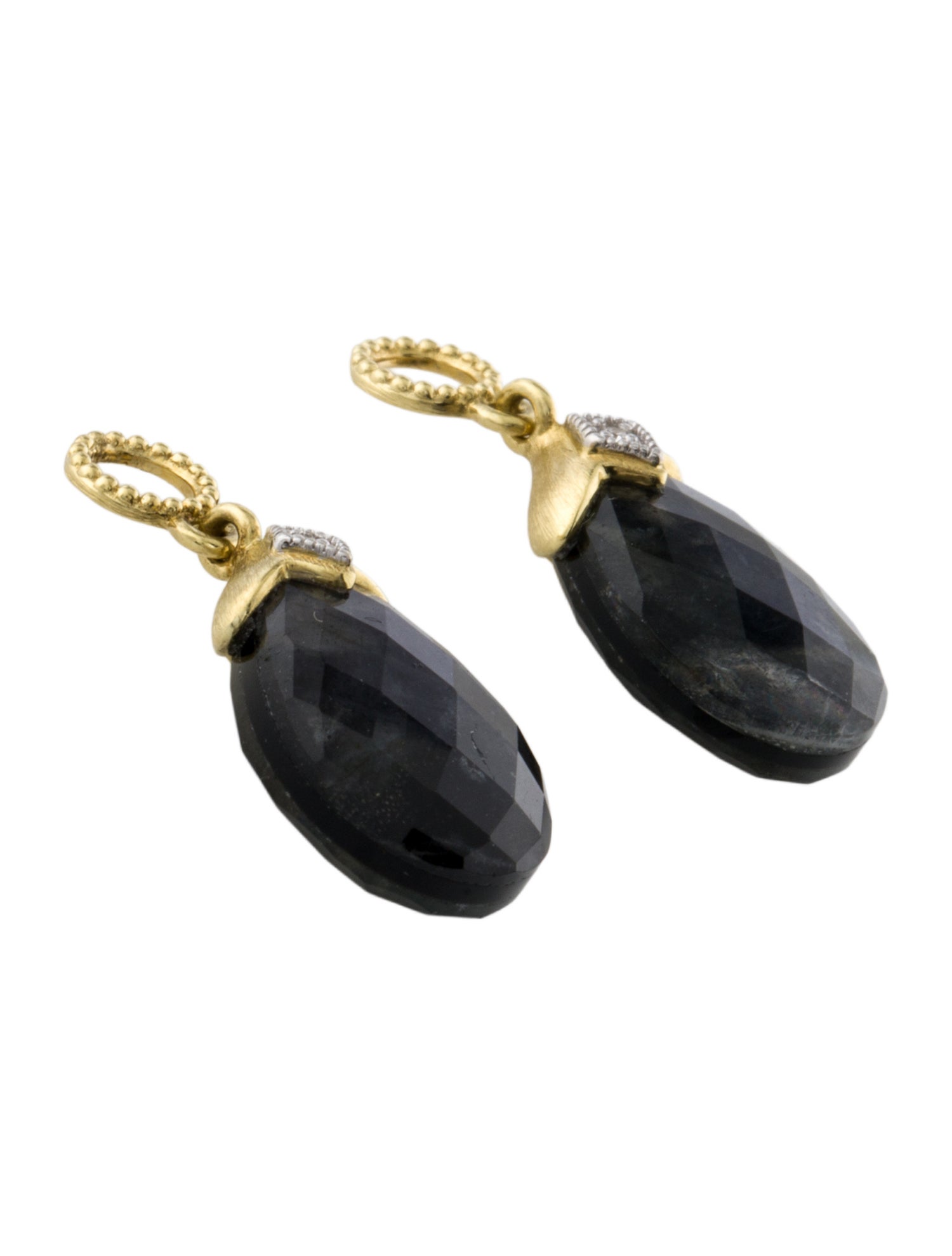 Jude Frances 18K Labradorite Triplet & Diamond Lisse Earring Enhancers