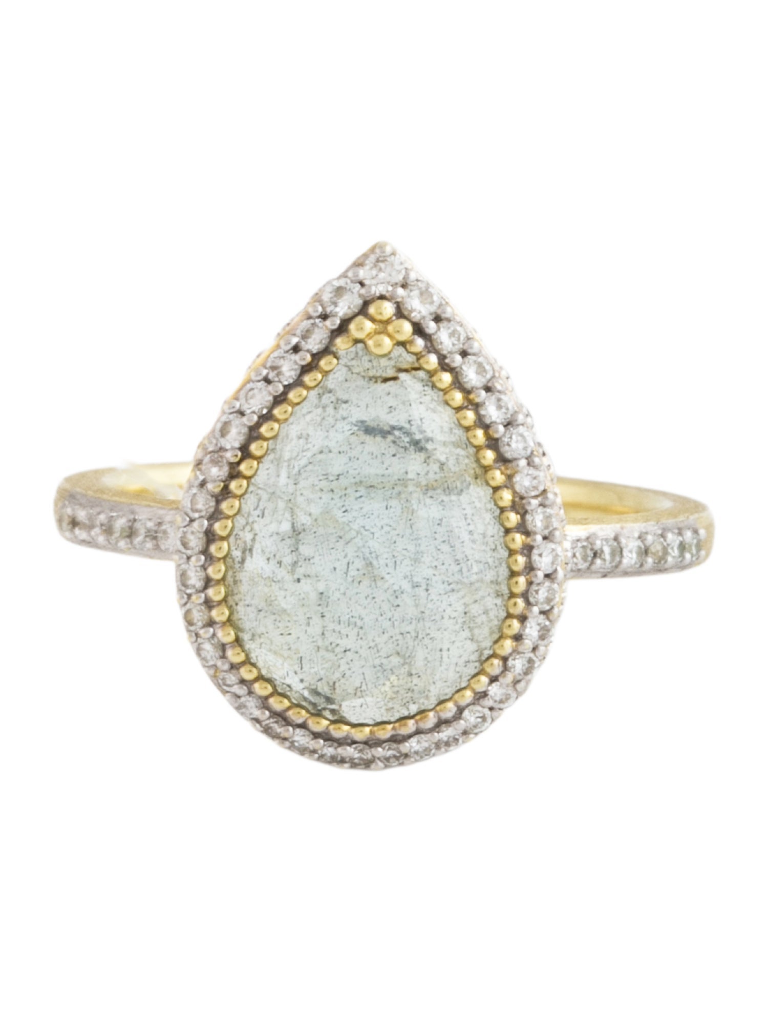Jude Frances 18K Diamond-Accented Topaz & Labradorite Doublet Provence Pave Ring