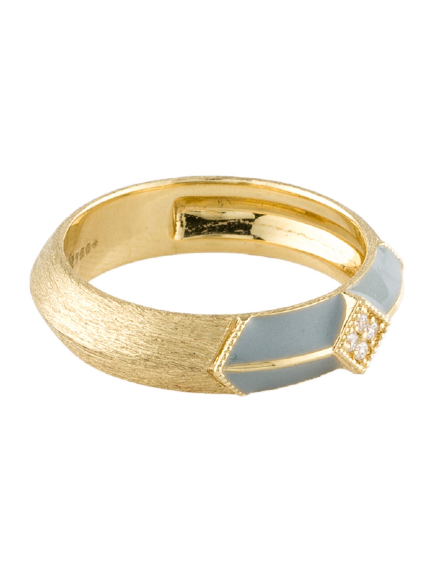 Jude Frances 18K Diamond & Enamel Lisse Band