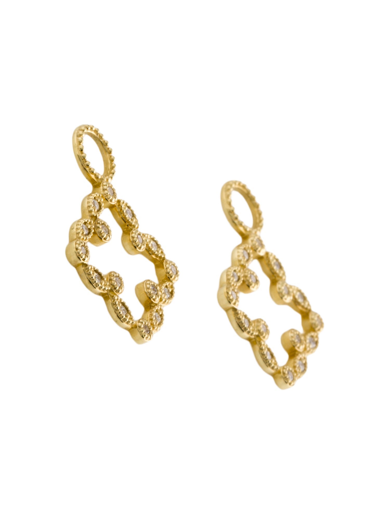 Jude Frances 18K Diamond Pave Open Clover Marquis Earring Charms