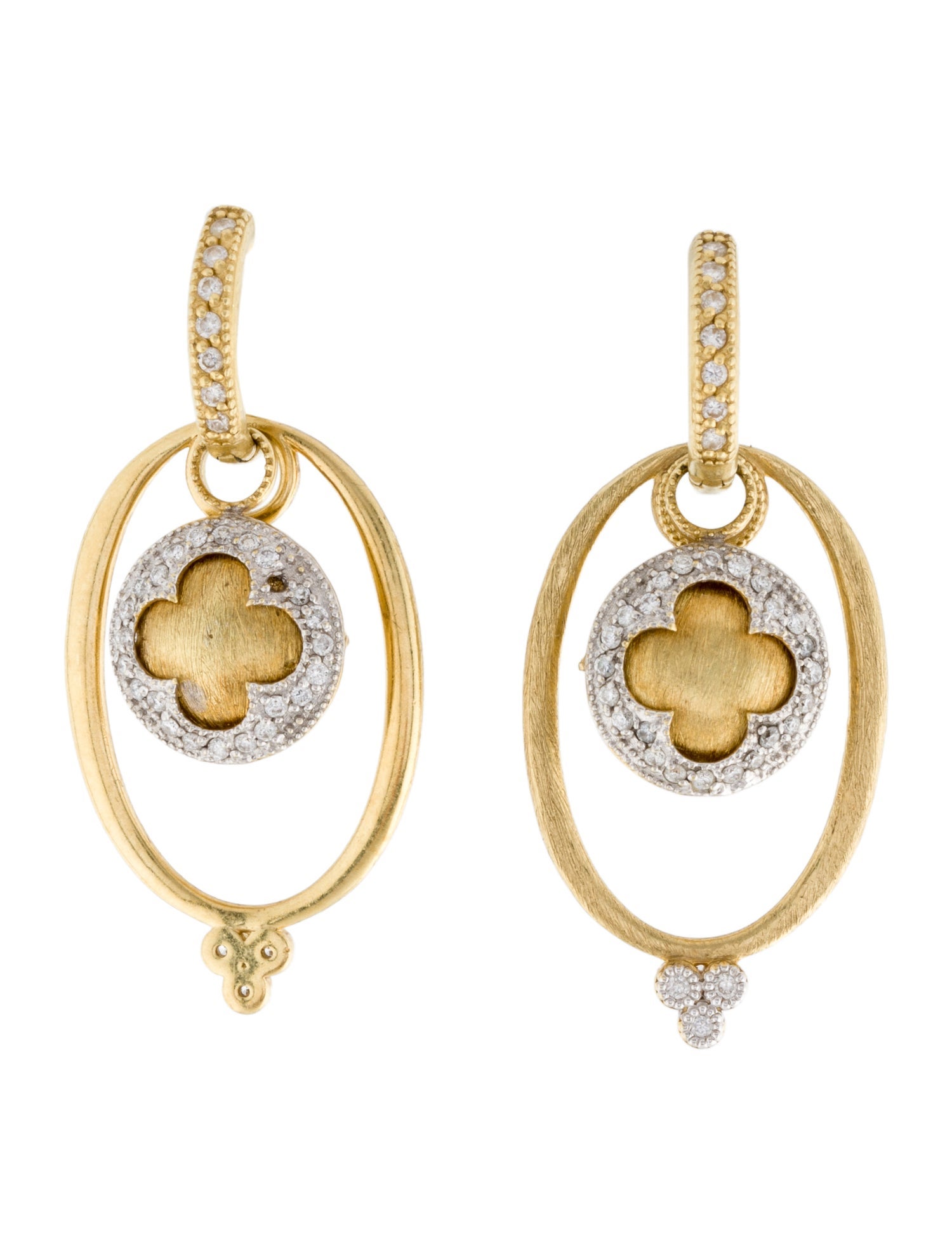 Jude Frances 18K Diamond Provence Oval Drop Huggie Earrings