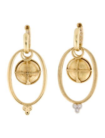 Jude Frances 18K Diamond Provence Oval Drop Huggie Earrings