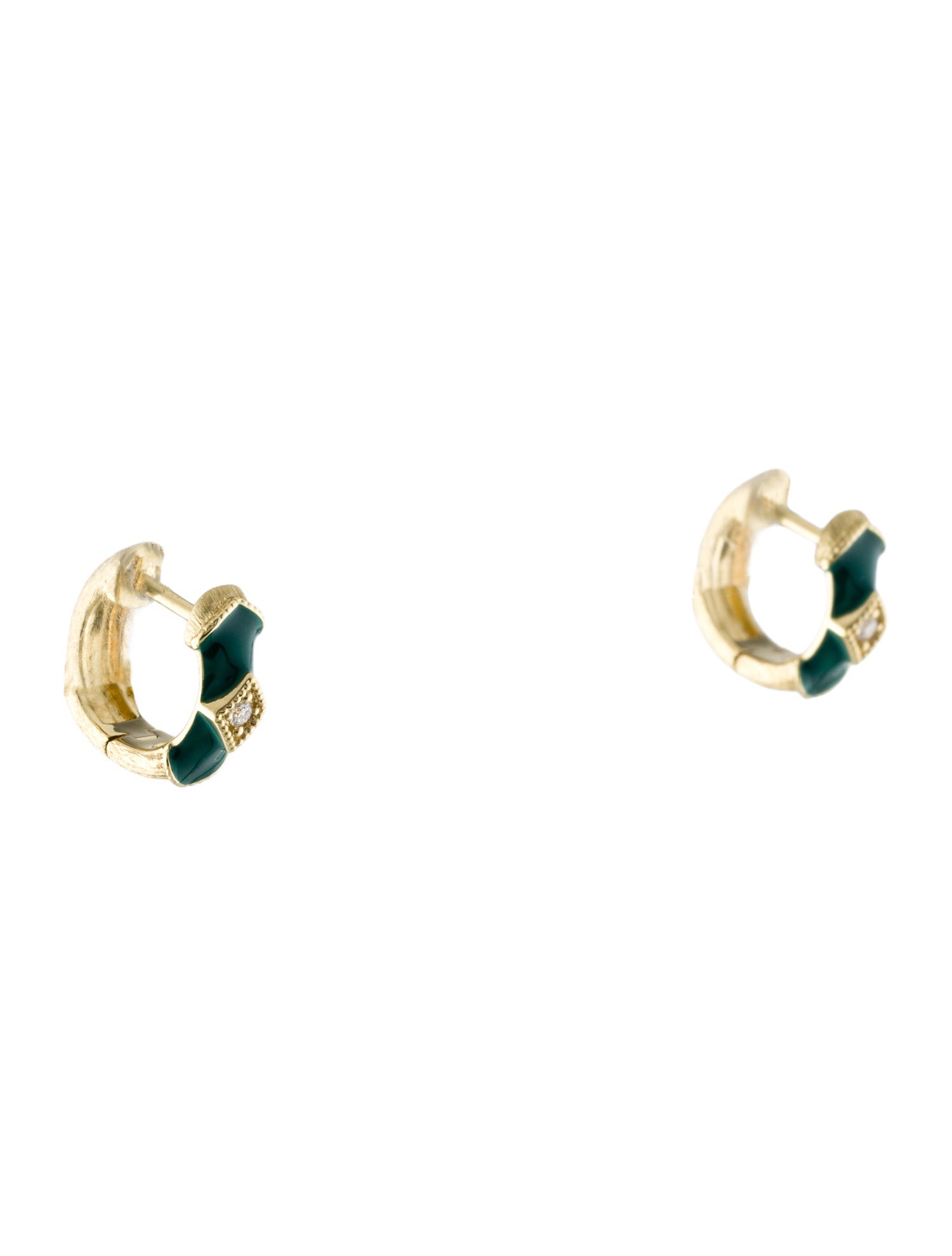 Jude Frances 18K Diamond and Enamel Huggie Earrings