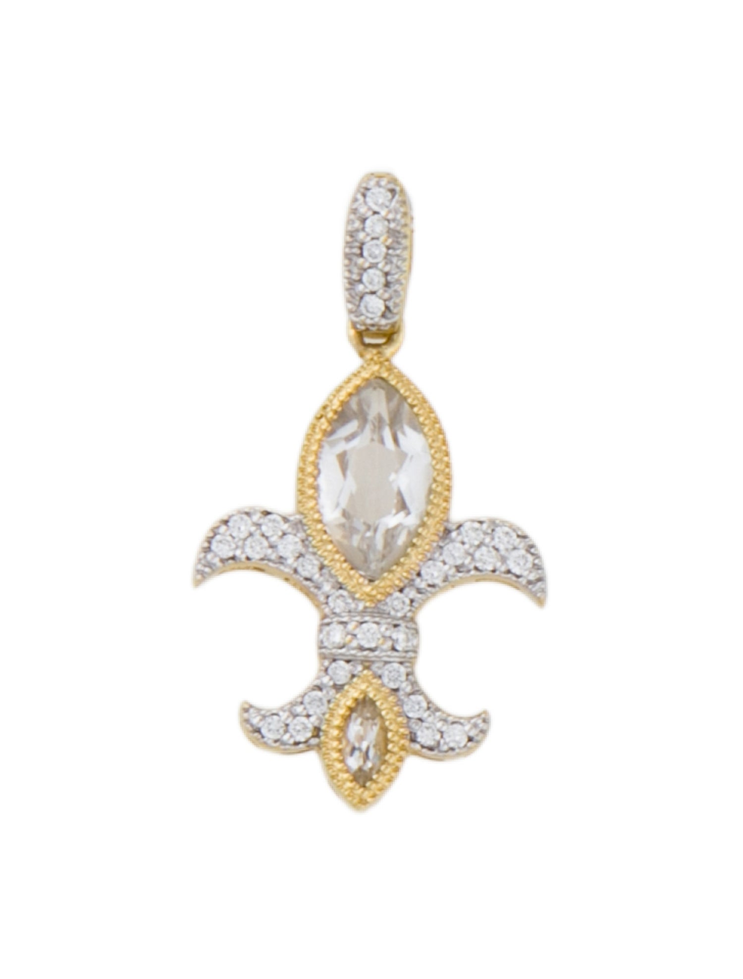 Jude Frances 18K Topaz & Diamond Fleur de Lis Pendant