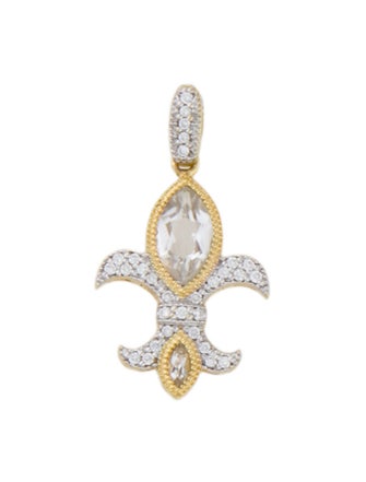 Jude Frances 18K Topaz & Diamond Fleur de Lis Pendant