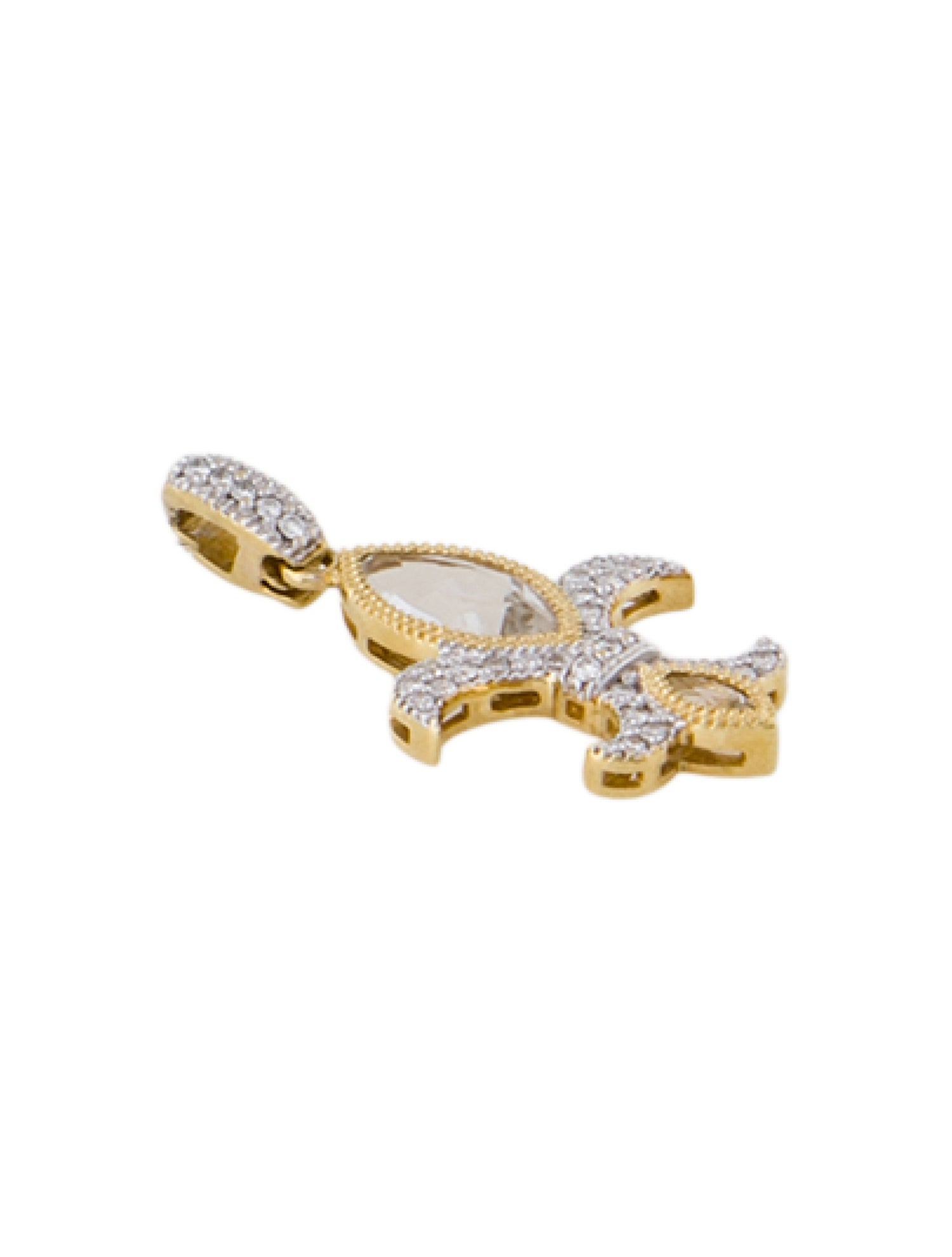 Jude Frances 18K Topaz & Diamond Fleur de Lis Pendant