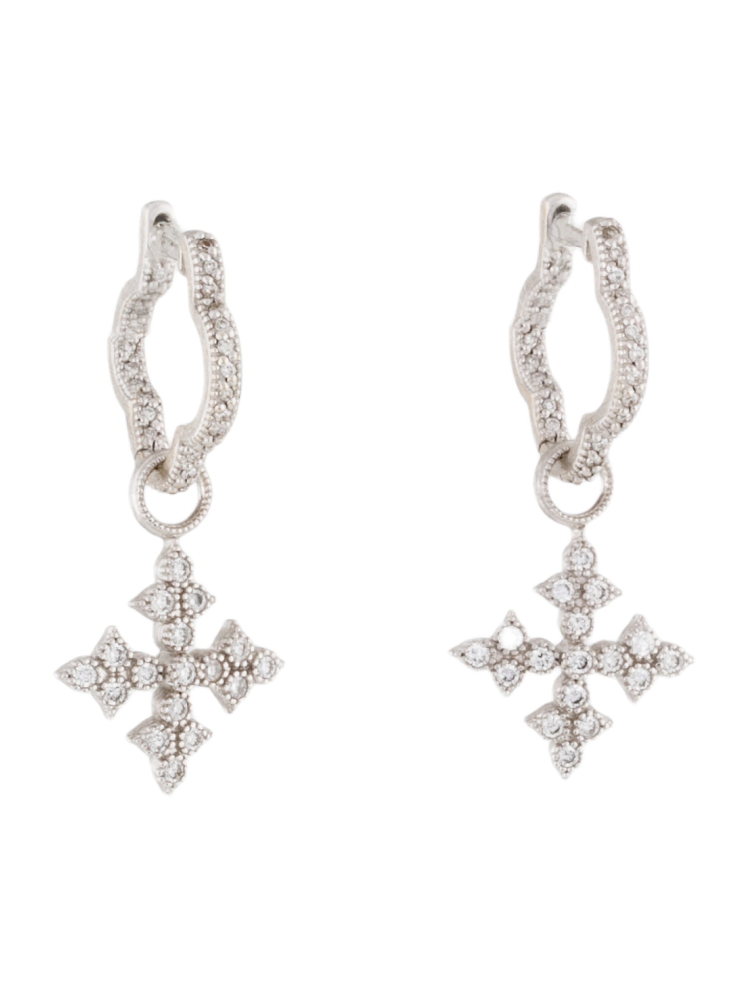 Jude Frances 18K Diamond Moroccan Quad Maltese Cross Earrings
