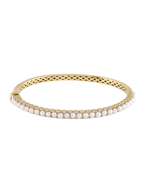 Jude Frances 18K Pearl & Diamond Hinged Bangle