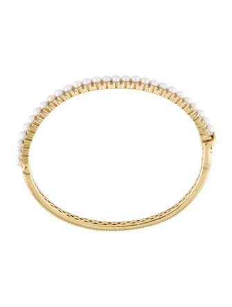 Jude Frances 18K Pearl & Diamond Hinged Bangle