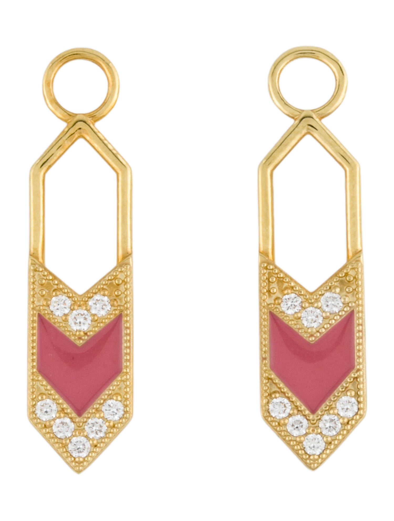 Jude Frances 18K Diamond & Enamel Lisse Elongated Hexagon Earring Enhancers