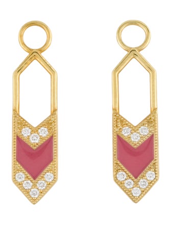 Jude Frances 18K Diamond & Enamel Lisse Elongated Hexagon Earring Enhancers