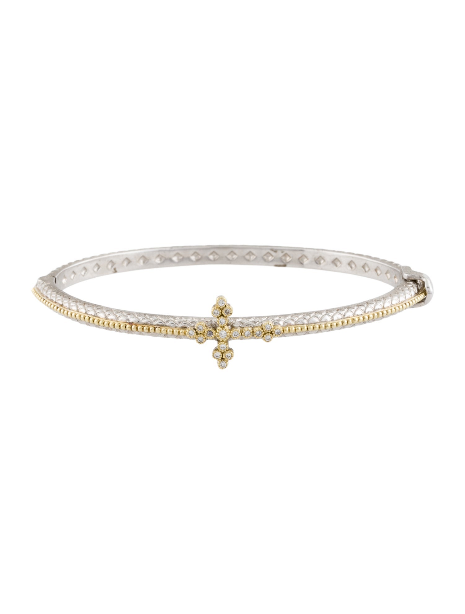 Jude Frances Diamond Cross Bangle Bracelet