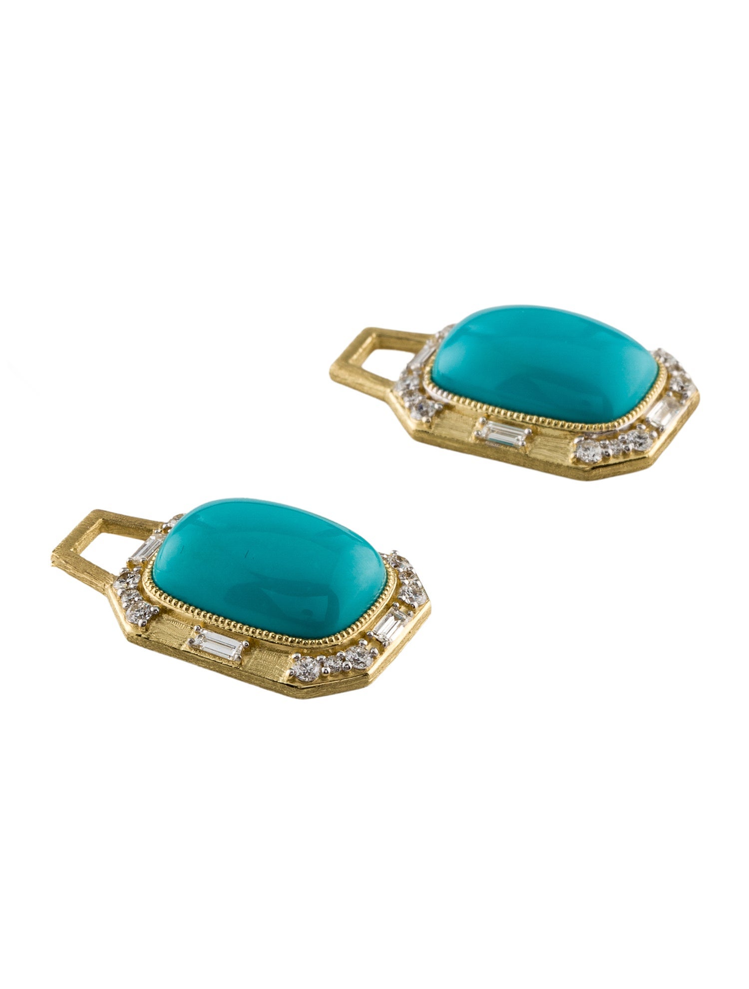 Jude Frances 18K 11.25ctw Turquoise & Diamond Lisse Earring Enhancers