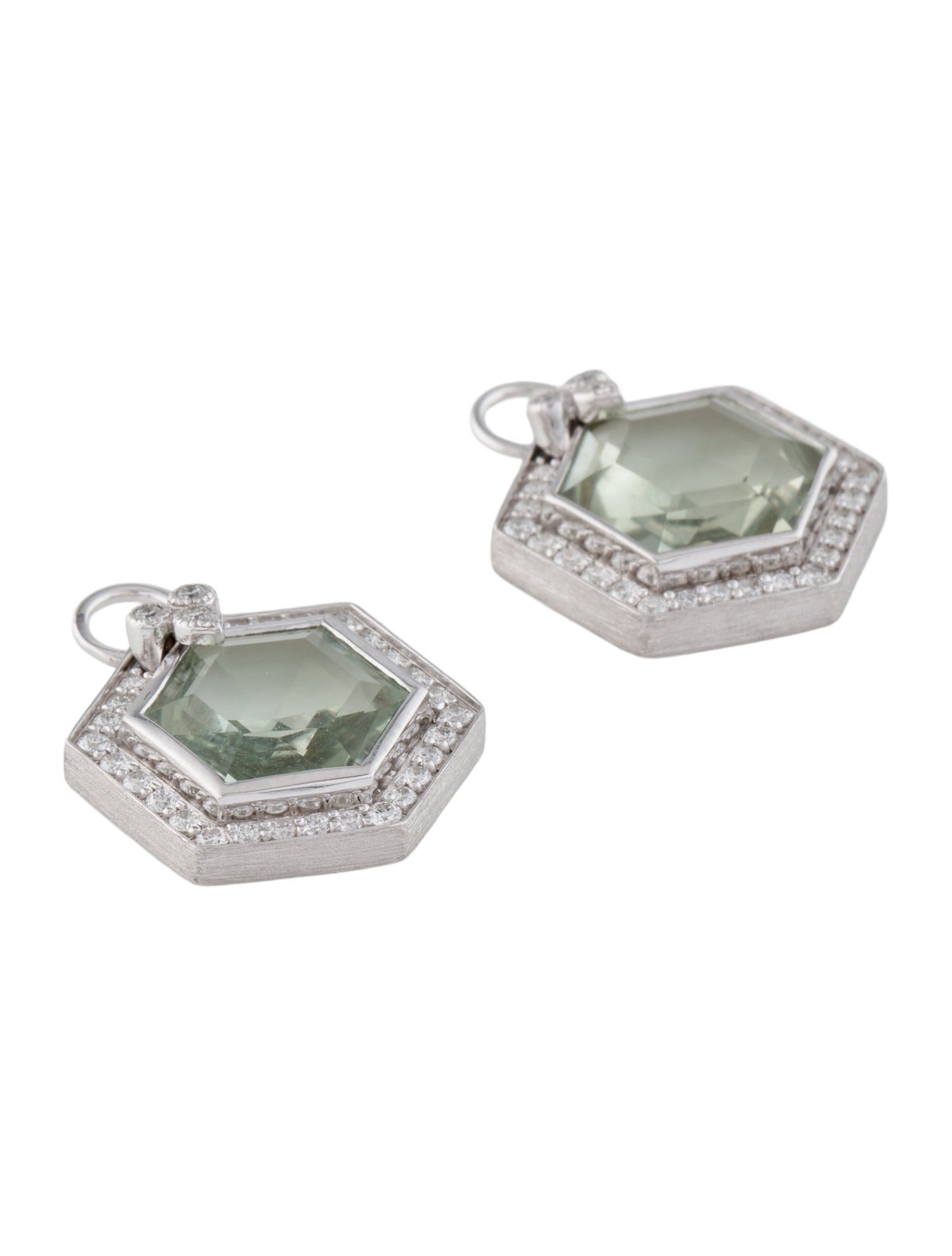 Jude Frances 18K Diamond & Prasiolite Earring Enhancers w/ Tags
