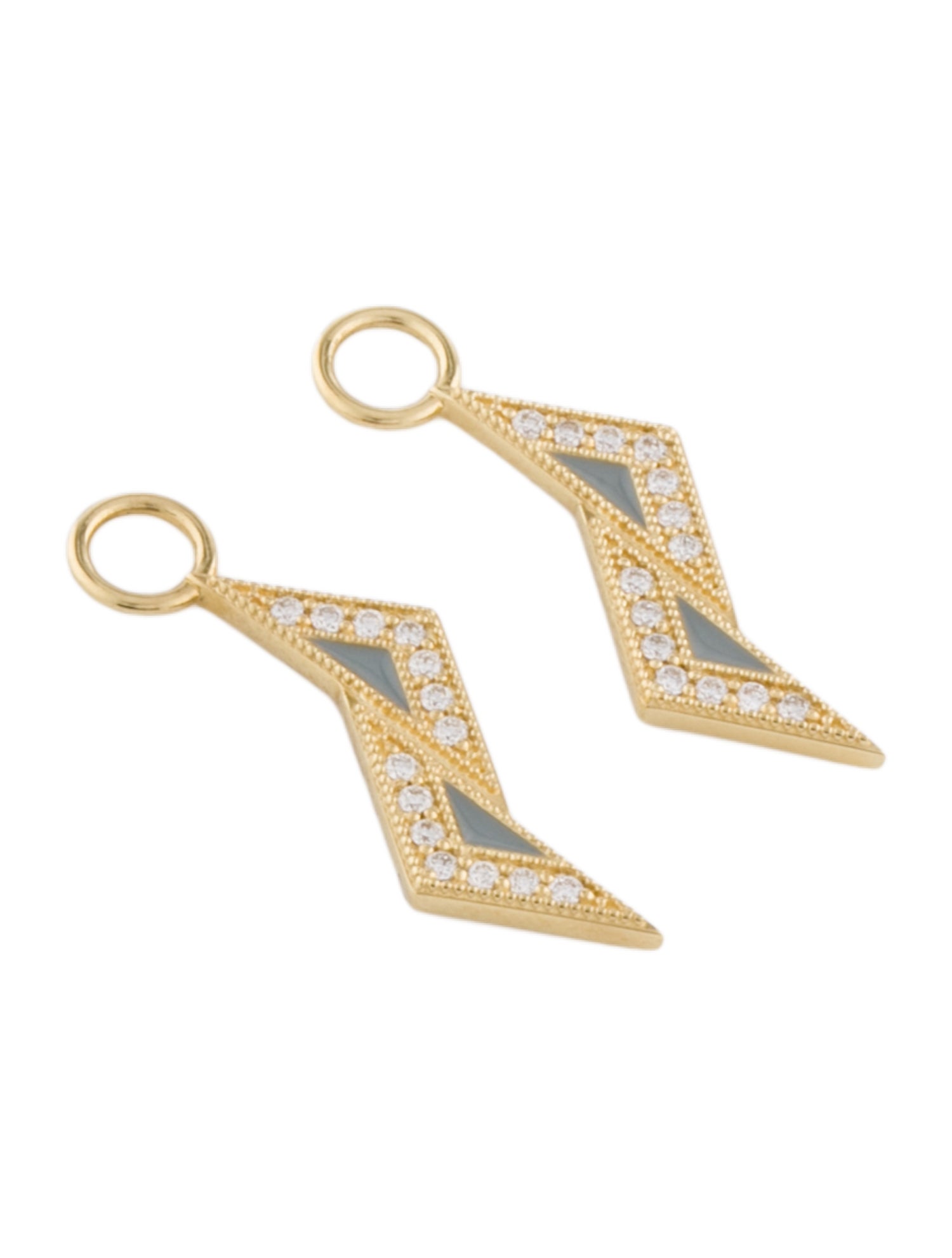 Jude Frances 18K Diamond Enamel Lisse Shifted Kite Earring Charms