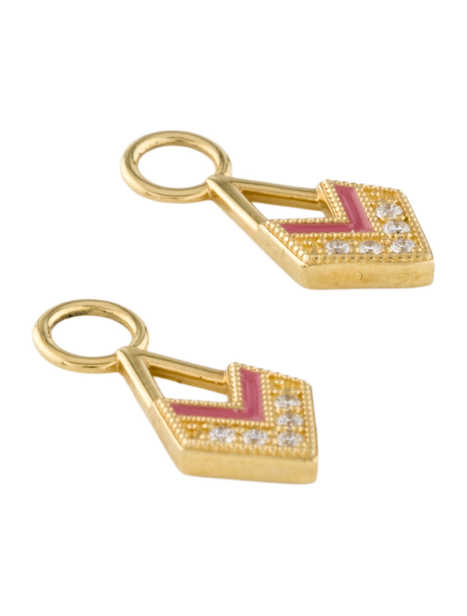Jude Frances 18K Diamond & Enamel Lisse Open Earrings Enhancers