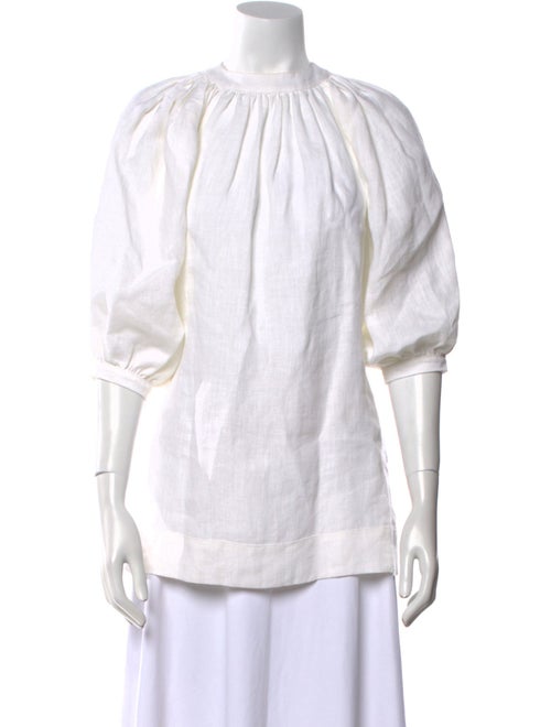 Julie De Libran Hemp Mock Neck Blouse