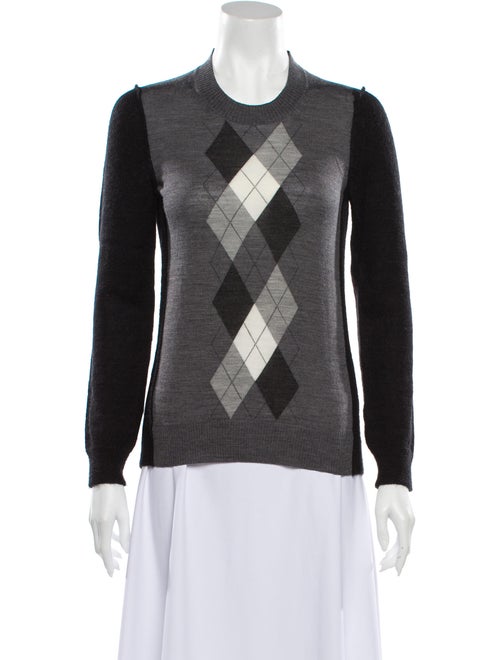 Junya Watanabe Plaid Print Crew Neck Sweater Black