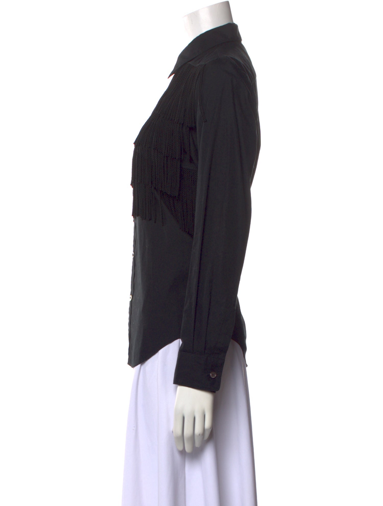 Junya Watanabe Tie Neck Long Sleeve Button-Up Top